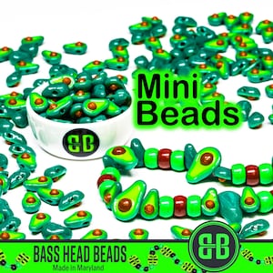 Mini Avocado Kandi Beads | Packs of 5, 10, 20, or 30 beads. Music Festival + Rave Charms in Glossy, Colorful Plastic.
