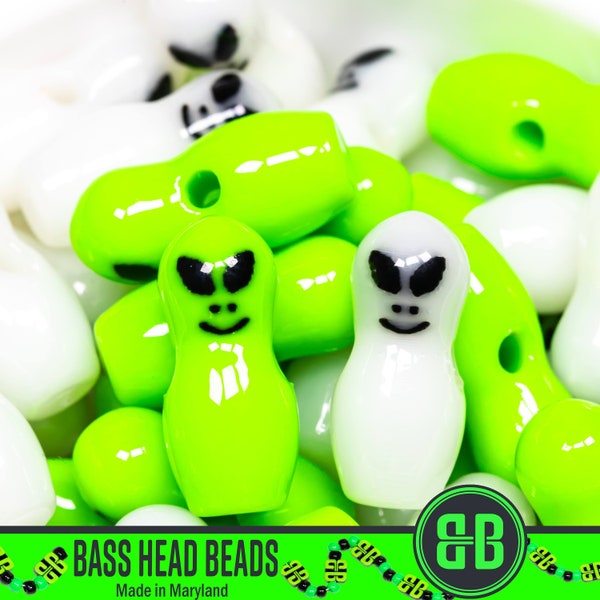 Kevin the Alien Beads | Packs of 4, 10, 20, 30, or 50 beads. 3D Printed Music Festival + Rave Charms in Glossy, Colorful ABS Plastic