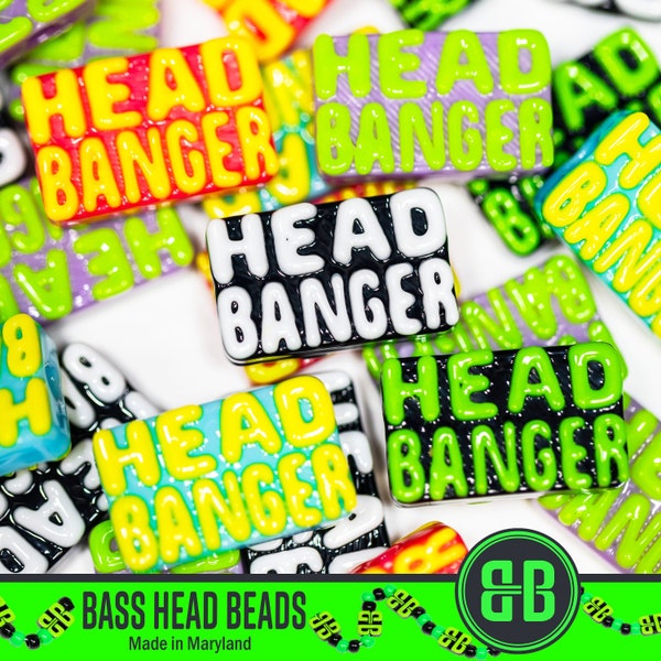 Head Banger Kandi Beads | Choose from Green + Black, Black + White, Blue + Yellow, Pink + Yellow (UV), Purple + Green, or Variety Pack.