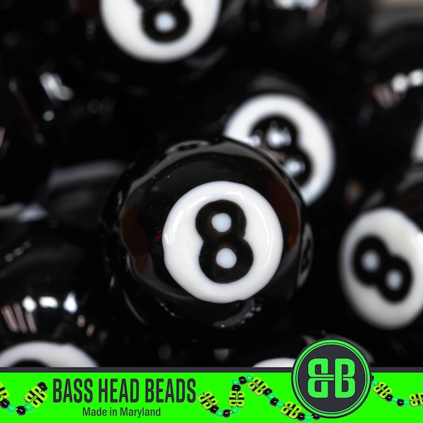 8 Ball Emoji Kandi Beads | Packs of 5, 10, 20, 30, or 50 beads. 3D Printed Music Festival + Rave Charms in Glossy, Colorful Plastic