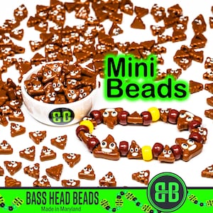 Mini Poop Emoji Kandi Beads | Packs of 5, 10, 20, or 30 beads. Music Festival + Rave Charms in Glossy, Colorful Plastic.