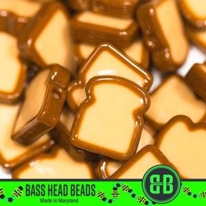 Toast/Bread Kandi Beads | Packs of 1, 5, 10, 20, 30, or 50 beads. 3D Printed Music Festival + Rave Charms in Glossy, Colorful ABS Plastic