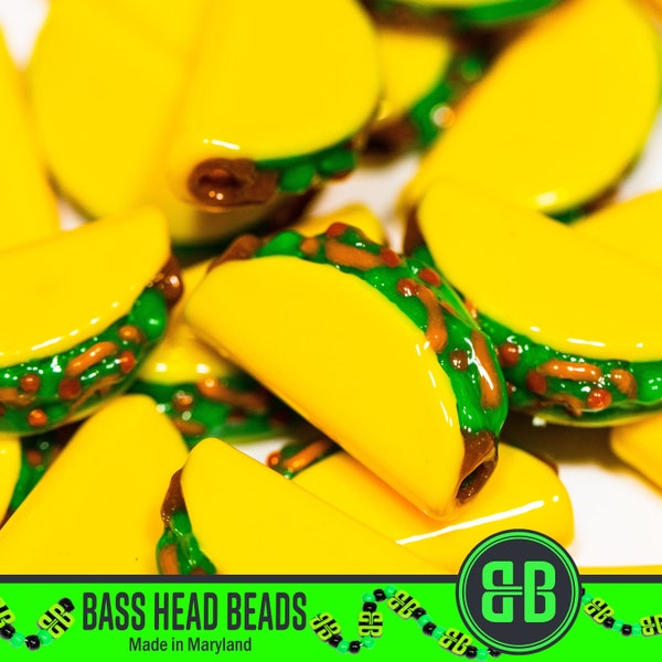 Taco Kandi Beads | Packs of 5, 10, 20, 30, or 50 Mexican Food Beads. 3D Printed Music Festival + Rave Charms in Glossy, Colorful ABS Plastic