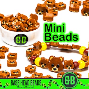 Mini Bear Kandi Beads | Packs of 5, 10, 20, or 30 beads. Music Festival + Rave Charms in Glossy, Colorful Plastic.