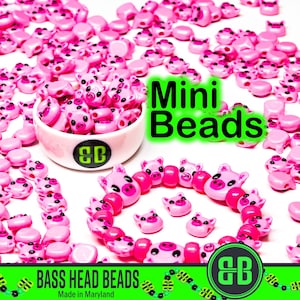 Mini Pig Kandi Beads | Packs of 5, 10, 20, or 30 beads. Music Festival + Rave Charms in Glossy, Colorful Plastic.