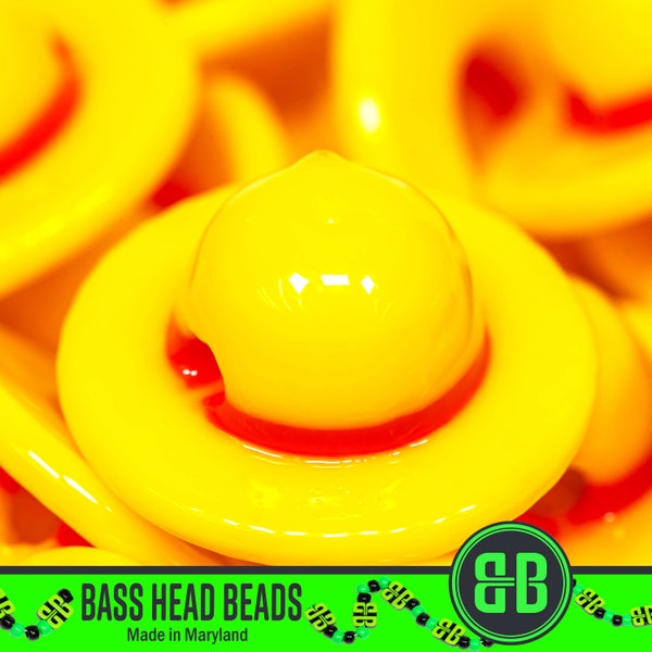 Yellow Hat Kandi Beads | Packs of 5, 10, 20, 30, or 50 beads. 3D Printed Music Festival + Rave Charms in Glossy, Colorful ABS Plastic