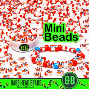 Mini Clown Kandi Beads | Packs of 5, 10, 20, or 30 beads. Music Festival + Rave Charms in Glossy, Colorful Plastic.
