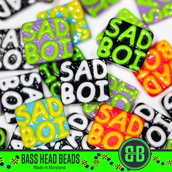 Sad Boi Kandi Beads | Choose from Green + Black, Black + White, Purple + Green, Blue + Yellow, Pink + Yellow (UV), or Variety Pack.