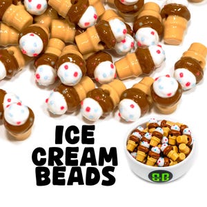 Ice Cream Kandi Beads | Packs of 5, 10, 20,  or 30 beads. Music Festival + Rave Charms in Glossy, Colorful Plastic.