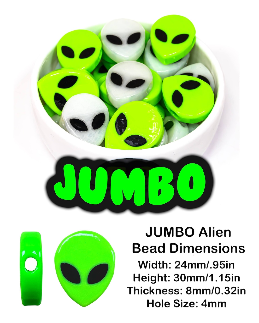 Plastic Rave Jumbo Alien Beads | Glossy Plastic Rave Charms - Etsy Canada