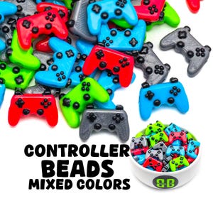 Modern Video Game Controller Kandi Beads | Choose from Blue, Green, Grey, Pink, Orange, or Variety Pack. Packs of 4, 8, 12, 24, or 36 beads.