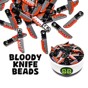 Spooky Knife Kandi Beads | Packs of 5, 10, 20, or 30 beads. EDM Music Festival + Rave Charms in Glossy, Colorful Plastic.