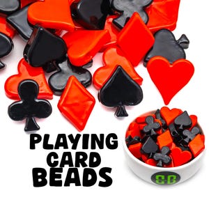 Costume pour cartes, perles Kandi | Choisissez entre coeur, carreau, pique, trèfle ou pack mixte. Paquets de 4, 12, 24 ou 36 perles.