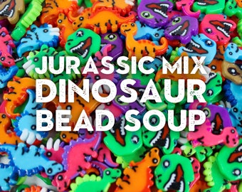 Dinosaur Bead Soup! Jurassic Mix of Kandi Beads by Weight. Grab Bag of Bass Head Beads for Festival Jewelry. Perfect For Lost Lands!