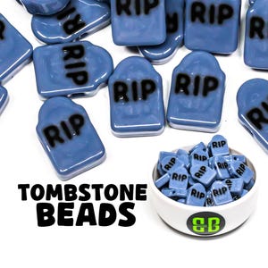 Tombstone Kandi Beads | Packs of 5, 10, 20, or 30 beads. EDM Music Festival + Rave Charms in Glossy, Colorful Plastic.