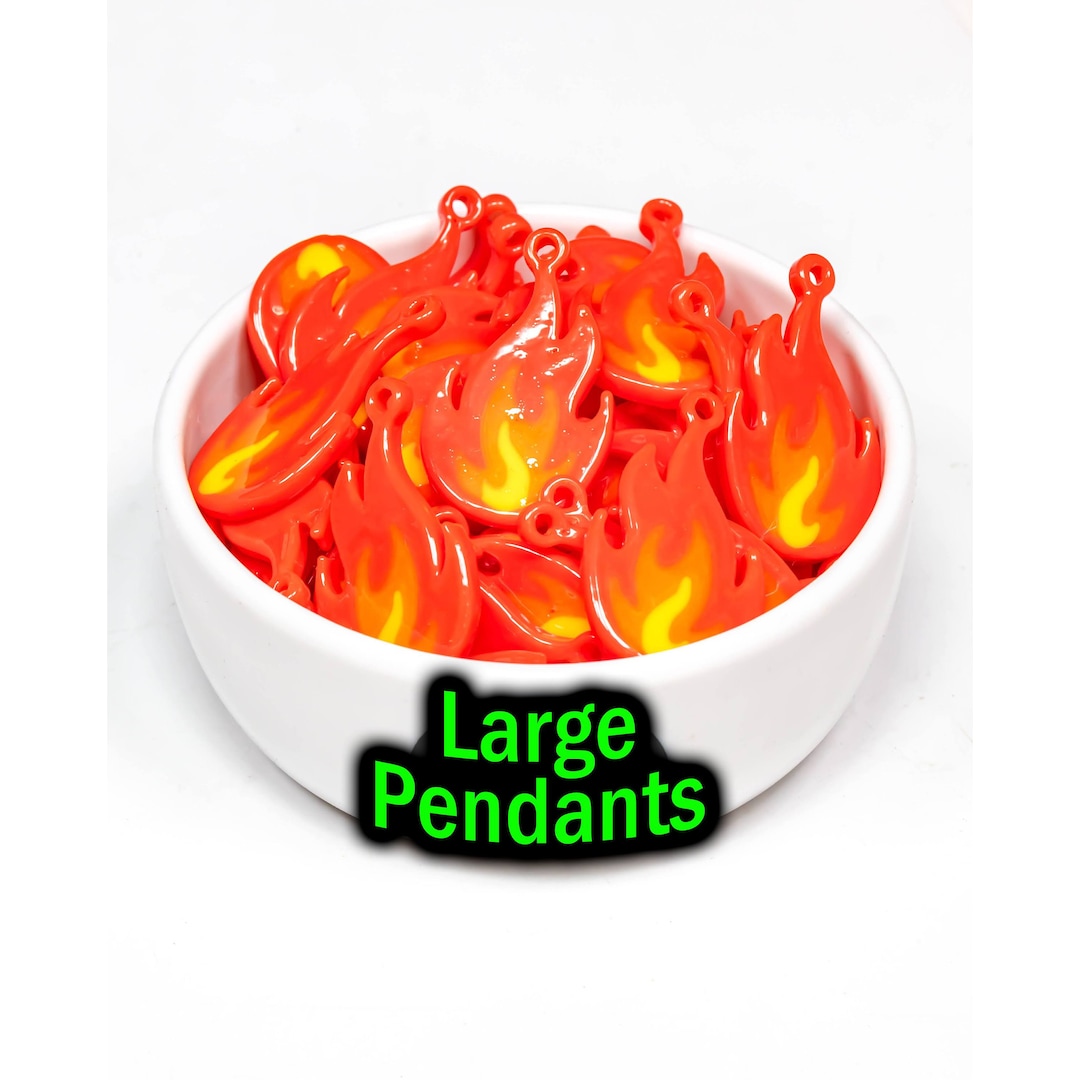 Plastic Rave Large Fire Pendants | Glossy Plastic Rave Charms - Etsy