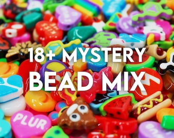 18+ Bass Head Bead Soup! Surprise Mix of Random Rave Beads by Weight. Grab Bag of Kandi Beads for Festival Jewelry. Get 25, 50, or 100 grams