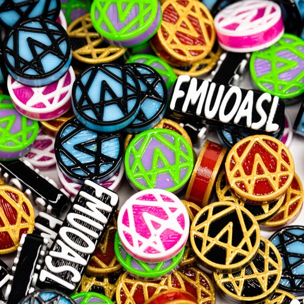 Alison Wonderland Kandi Beads | Double-Sided Choose from FMUOASL, Purple + Green, Blue + Black, White + Pink, Black + Gold, and Red + Gold