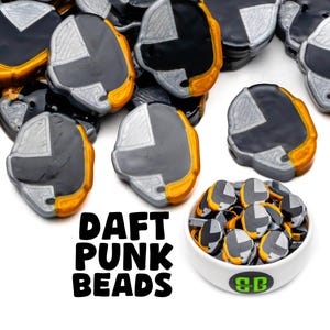 Daft Punk Kandi Beads | Packs of 5, 10, 20, or 30 beads. Music Festival + Rave Charms in Glossy, Colorful Plastic.