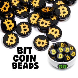 Bitcoin Kandi Beads | Packs of 1, 5, 10, 20, 30, or 50 beads. Music Festival + Rave Charms in Glossy, Colorful Plastic.