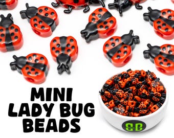 Mini nyckelpiga Kandi pärlor | Glansiga plast Rave Charms