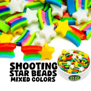 Shooting Star Kandi Beads | Packs of 5, 10, 20, or 30 beads. Music Festival + Rave Charms in Glossy, Colorful Plastic.