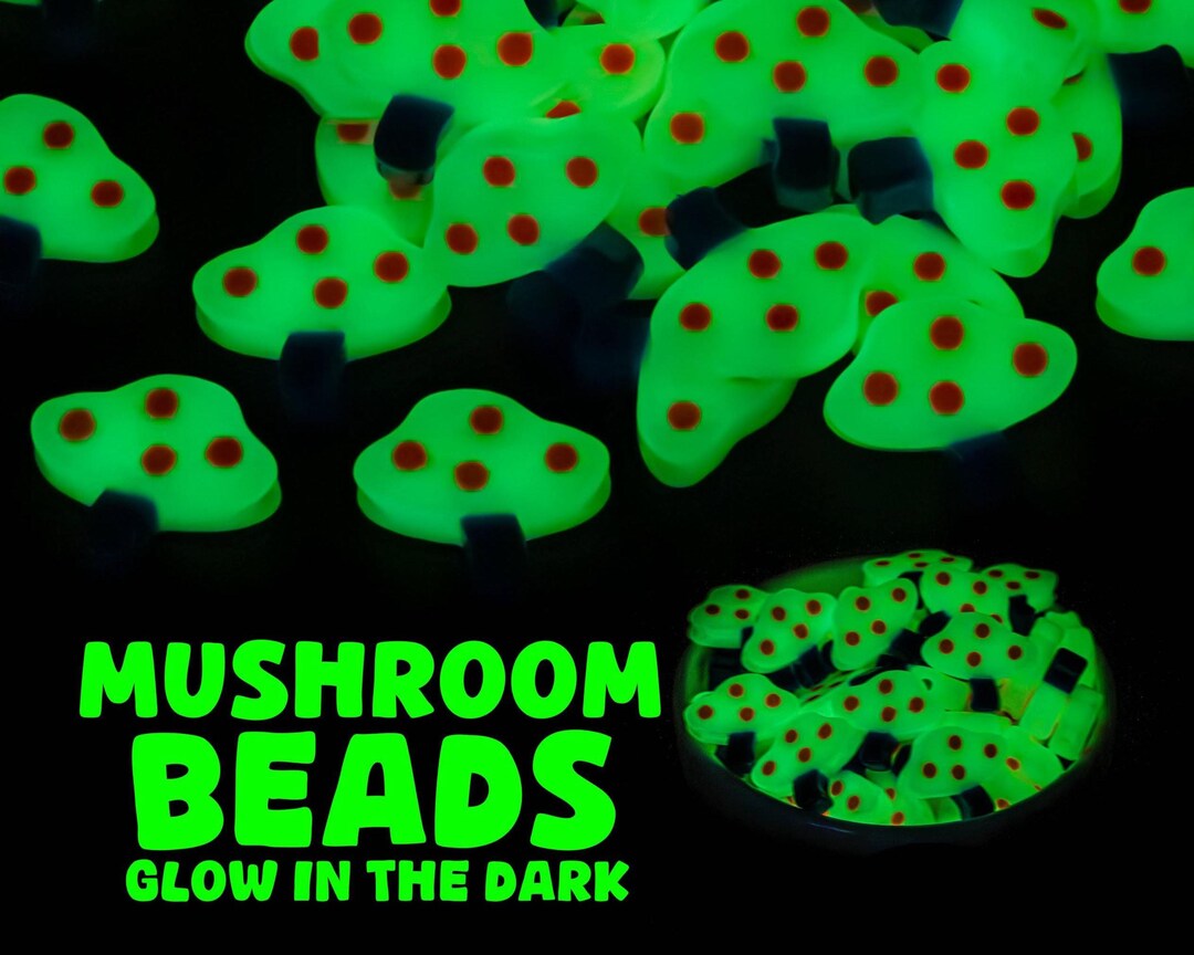 Plastic Rave Glow in the Dark Mushroom Trippy Mushroom Kandi Beads | Glossy ...