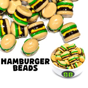 Hamburger Kandi Beads | Packs of 5, 10, 20, or 30 beads. Music Festival + Rave Charms in Glossy, Colorful Plastic.