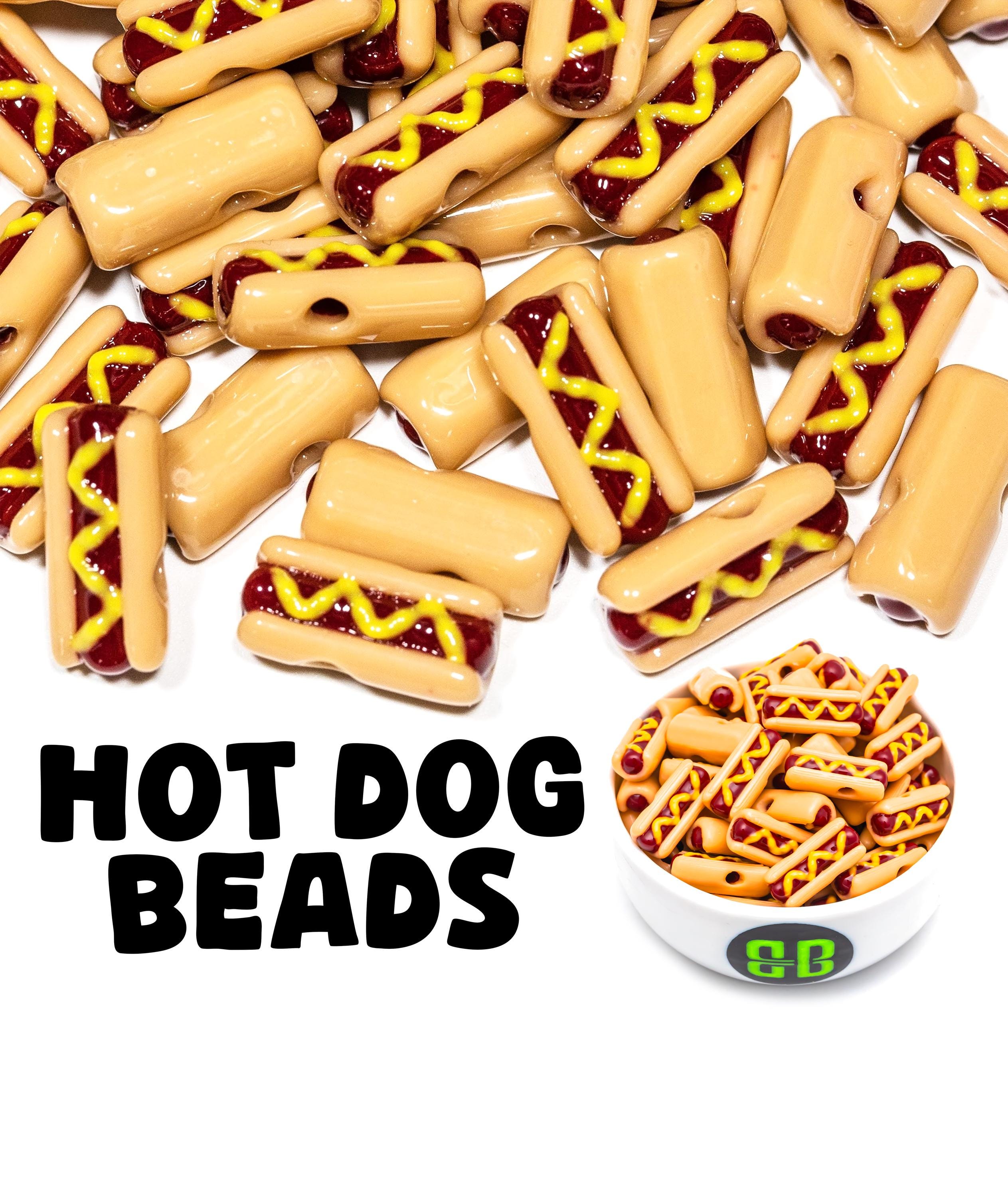 Hot Dog Kandi Beads | Packs of 5, 10, 20, or 30 Beads. Music