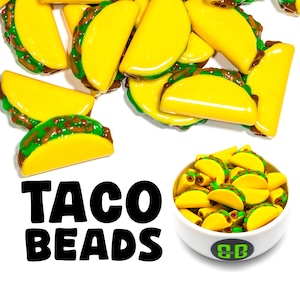 Perline Taco Kandi / Confezioni da 5, 10, 20 o 30 perline a tema cibo messicano. Ciondoli per festival musicali EDM e rave in plastica lucida e colorata.
