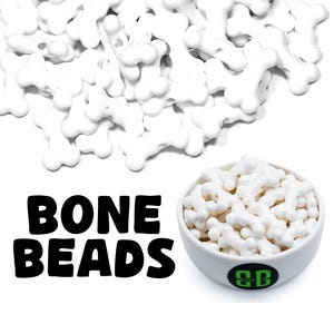 Plastic Bone Kandi Beads | Packs of 5, 10, 20, or 30 beads. Music Festival + Rave Charms in Glossy, Colorful Plastic.