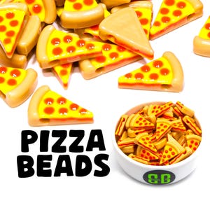 Pizza Kandi Beads | Packs of 5, 10, 20, or 30 beads. Music Festival + Rave Charms in Glossy, Colorful Plastic.