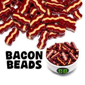Bacon Kandi Beads | Packs of 5, 10, 20, or 30 beads. Music Festival + Rave Charms in Glossy, Colorful Plastic.
