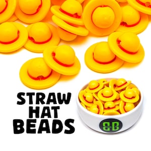 Yellow Hat Kandi Beads | Packs of 5, 10, 20, or 30 beads. EDM Music Festival + Rave Charms in Glossy, Colorful Plastic.