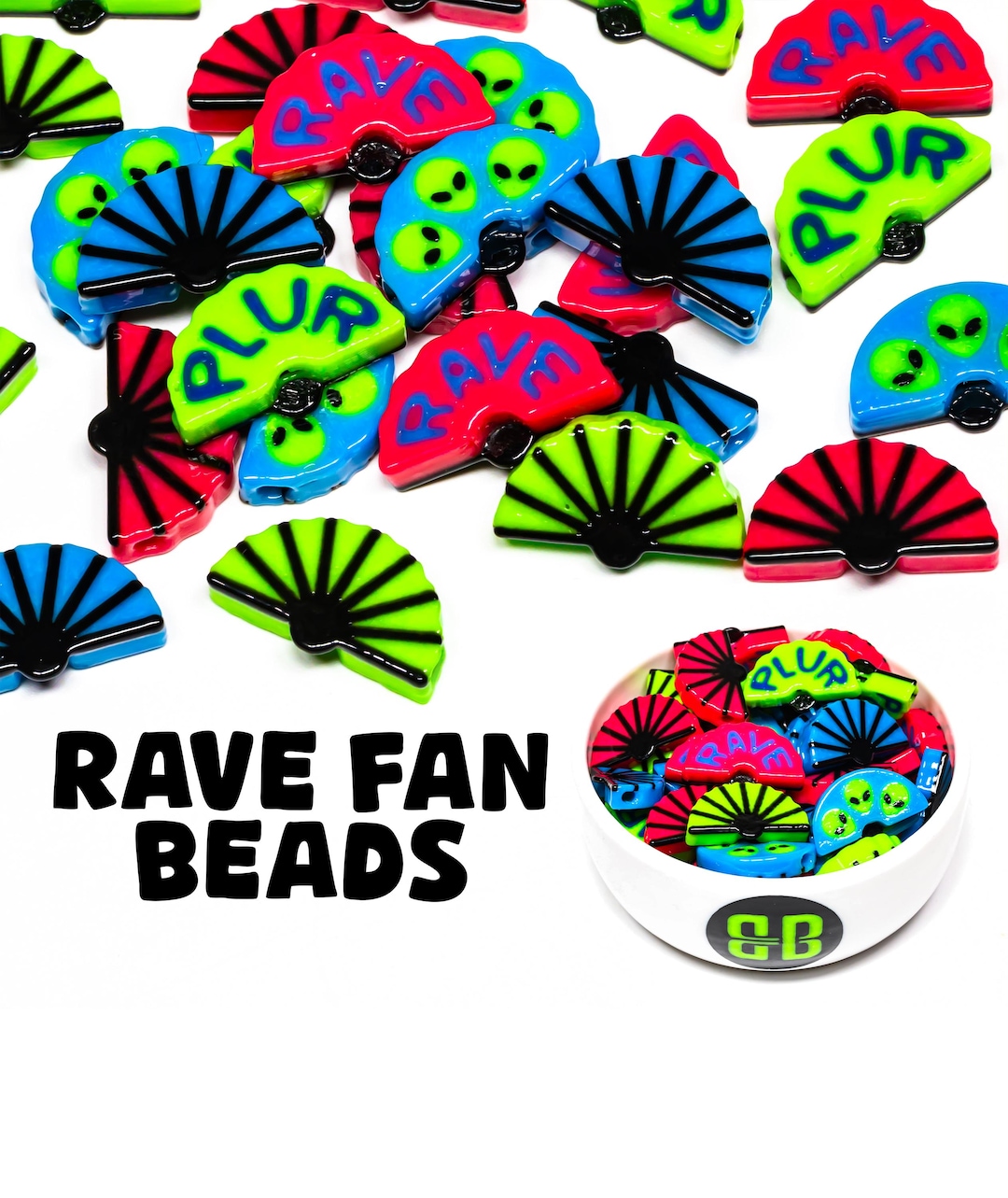 Plastic Rave Rave Fan Kandi Beads | Glossy Colorful Plastic Charms - Etsy