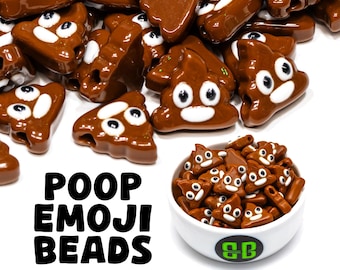 Poop Emoji Kandi Beads | Glossy Rave Charms