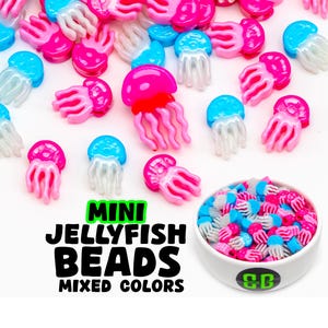 Mini Jellyfish Kandi Beads | Packs of 6, 12, 24, or 36 beads. Music Festival + Rave Charms in Glossy, Colorful Plastic.