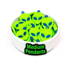 Medium Alien Pendant | Packs of 4, 8, 16, 24, or 40 beads. Music Festival + Rave Charms in Glossy, Colorful Plastic.