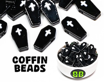 Coffin Kandi Beads | Packs of 5, 10, 20, or 30 beads. Music Festival + Rave Charms in Glossy, Colorful Plastic.