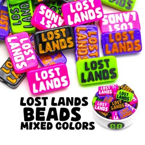 Dinosaur Festival Kandi Beads | Choose from White + Pink, Purple + Orange, Black + Gold, Green + Black, or Variety Pack.