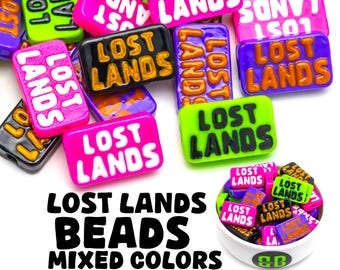 Dinosaur Festival Kandi Beads | Choose from White + Pink, Purple + Orange, Black + Gold, Green + Black, or Variety Pack.
