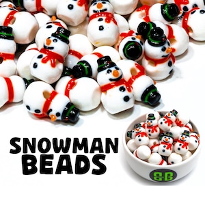 Snowman Kandi Beads | Packs of 5, 10, 20, or 30 beads. Music Festival + Rave Charms in Glossy, Colorful Plastic.