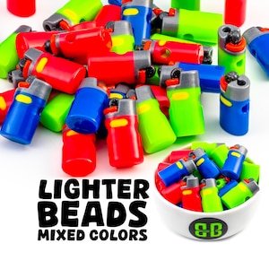 Lighter  Kandi Beads | Packs of 3, 6, 12, 24, or 36 beads. EDM Music Festival + Rave Charms in Glossy, Colorful Plastic.