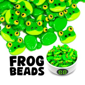 Frog Kandi Beads | Packs of 5, 10, 20, or 30 beads. Music Festival + Rave Charms in Glossy, Colorful Plastic.