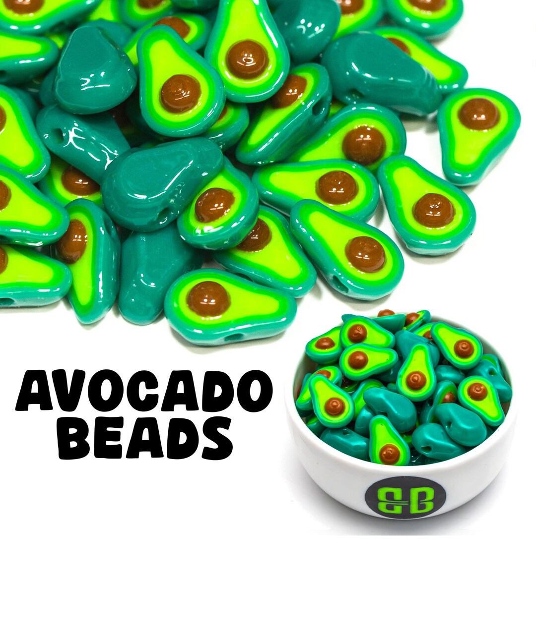 Avocado Kandi Beads | Glossy Rave Charms - Etsy