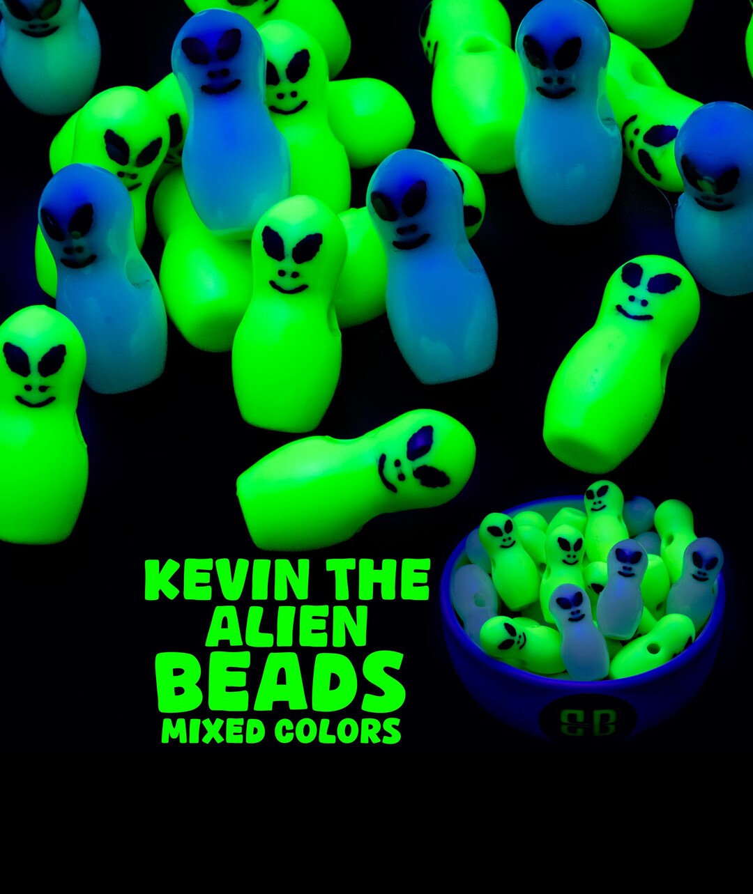 Kevin the Alien Beads | Glossy Plastic Rave Charms - Etsy