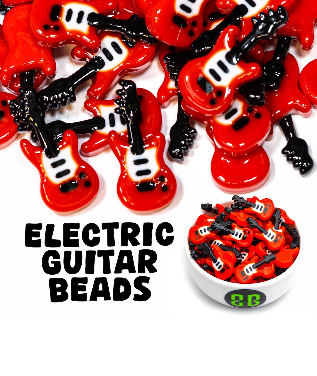 Electric Guitar Plastic Beads | Glossy, Colorful Plastic Kandi Rave ...