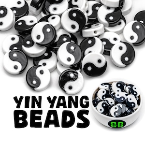 Yin Yang Kandi Beads | Packs of 5, 10, 20, or 30 beads. EDM Music Festival + Rave Charms in Glossy, Colorful Plastic.