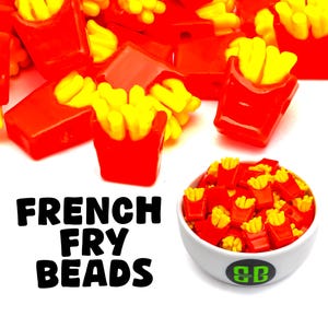 French Fry Kandi Beads | Packs of 5, 10, 20, or 30 beads. Music Festival + Rave Charms in Glossy, Colorful Plastic.