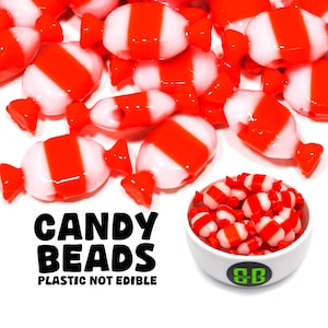 Plastic &quot;Hard Candy&quot; Kandi Beads | Packs of 5, 10, 20, or 30 beads. Music Festival + Rave Charms in Glossy, Colorful Plastic.